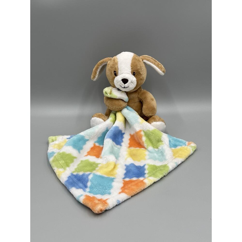 Little Miracles Puppy Dog Lovey Plush Security Blanket Brown White Toy Nursery